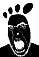 angry black_skin foot glasses gnome_(desktop_environment) open_mouth soyjak stubble technology variant:cobson // 721x1050 // 18.1KB