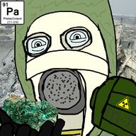 actinides chemistry chernobyl cyrillic_text element gas_mask glove hand hazmat_suit holding_object mineral protactinium radioactive rock soyjak text variant:cobson // 721x720 // 412.4KB
