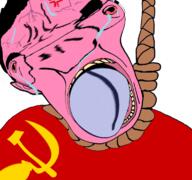 ack angry bloodshot_eyes communism crying distorted flag:soviet_union hammer_and_sickle hanging open_mouth pink_skin rope soyjak subvariant:chudjak_front suicide tongue variant:bernd variant:chudjak vein white_background // 768x719 // 323.6KB