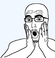 arm glasses hand open_mouth soyjak stubble template thick_eyebrows transparent_background variant:chinajak // 674x720 // 7.8KB