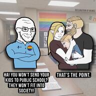 baby black_lives_matter chad gay_flag girl hugging school text variant:soyak // 2048x2048 // 493.8KB