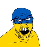 angry country flag flag:ukraine glasses looking_at_you mustache open_mouth soyjak stubble teeth ukraine variant:feraljak // 1500x1500 // 22.0KB