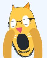animal cat ear emoticon fangs glasses hand open_mouth screaming series:soymoji soyjak stubble the_scream variant:cobson whisker worried yellow yellow_skin // 721x896 // 23.9KB