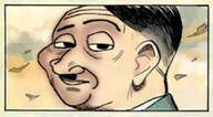 adolf_hitler colorful dark_hair drawn_background ear frame leaf mustache raised_eyebrow smug variant:smugjak // 1080x594 // 159.8KB