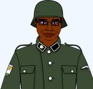 a10_eyes army blue_eyes brown_skin closed_mouth curry eagle green_clothes helmet india metal_bowl military military_hat military_uniform morenazi nazism pajeet schutzstaffel soldier subvariant:chudjak_front tiger trend:aryan uniform variant:chudjak waffenss we_wuz_kangz // 1159x1109 // 101.1KB