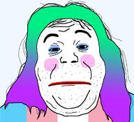 blush closed_mouth colorful_hair hair makeup soyjak tranny variant:alicia // 783x713 // 150.9KB