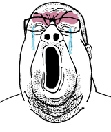 angry bald blush closed_eyes crying double_chin ear fat forehead_lines glasses lips obese open_mouth soyjak stubble subvariant:reaction_fat_soyjak transparent_background variant:reaction_soyjak // 672x800 // 25.0KB