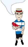 boater brown_hair buff clothes cuba flag flag:cuba green_eyes speech_bubble speech_bubble_empty star_(symbol) subvariant:chudjak_front subvariant:unbotheredchud text variant:chudjak vein white_skin // 981x1608 // 96.8KB