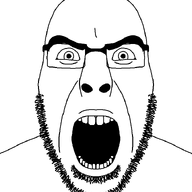 angry animated fukkireta glasses looking_at_you looking_to_the_left looking_to_the_right open_mouth shaking_head soul_patch soyjak stubble subvariant:cobson_front2 thick_eyebrows variant:cobson white_background white_eyes white_skin // 721x789 // 90.6KB