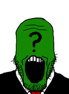 4chan anonymous bald clothes forehead_lines green_skin necktie open_mouth question_mark soyjak stubble suit variant:markiplier_soyjak white_background // 600x825 // 7.5KB