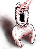 comprehensible finger hand incomprehensible_woahjack laser laser_eyes shading stretched_chin stretched_mouth variant:a24_slowburn_soyjak walkability walking // 2000x2100 // 1.1MB