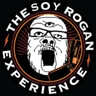glasses joe_rogan logo multiple_eyes mustache open_mouth podcast soyjak stubble text variant:a24_slowburn_soyjak // 900x900 // 711.8KB