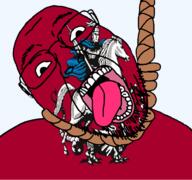 ack animal dead dragon flag flag:moscow glasses hair hanging horse moscow open_mouth rope russia saint_george saint_george_and_the_dragon skin soyjak spear stubble suicide teeth tongue transparent transparent_background variant:bernd white yellow_teeth // 768x719 // 186.2KB