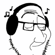 animated byonbyon closed_eyes closed_mouth glasses headphones musical_note poyopoyo smile soyjak stubble variant:smugjak // 313x400 // 277.6KB