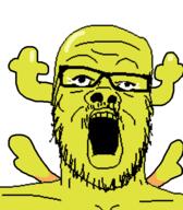 cartoon glasses horn leftypol open_mouth penny_fitzgerald pennyposter soyjak stubble the_amazing_world_of_gumball variant:a24_slowburn_soyjak yellow_skin // 454x520 // 15.6KB