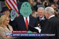 bill_clinton blue_skin flag:united_states inauguration microphone news president smile stench tentacle trend:slopjak trevor_(user) variant:disgusting_trevorcreature wrinkles yellow_sclera // 1536x1024 // 876.6KB