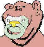amerimutt baby bald binky ear jpeg_compression low_quality low_resolution mutt pacifier small_eyes soyjak stubble subvariant:impish_amerimutt tan_skin variant:impish_soyak_ears white_background // 130x139 // 29.9KB