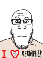 2soyjaks bald closed_mouth clothes glasses i_heart neutral reddit soyjak stubble subvariant:neutralplier text tshirt variant:markiplier_soyjak // 706x947 // 30.6KB