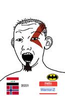 Warrior-Z(user) afghanistan arabic_text batman batman_(series) beard clothes ear effortson flag flag:iraq flag:norway flag:taliban goatee god_of_war hair hello_my_name_is_(sticker) iraq kratos norway open_mouth series:keep_raging_on_them shahada smile soyjak taliban template text track_suit variant:carterjak variant:kuzjak video_game // 810x1200 // 81.2KB