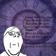 clock closed_mouth cosmos glasses poem soyjak space stubble subvariant:wholesome_soyjak time tired variant:gapejak // 396x397 // 289.2KB