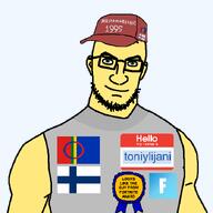 award clothes flag:finland flag:sámi_people fortnite glasses green_eyes hat hello_my_name_is_(sticker) jonesy_(fortnite) meta:namefags smile soyjak stubble text toniylijani_(user) variant:jonesyjak yellow_skin // 700x700 // 24.3KB