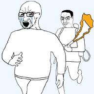 clothes crying flame flamethrower full_body running series:chud's_hitman smug template variant:chudjak variant:soyak // 808x808 // 129.3KB
