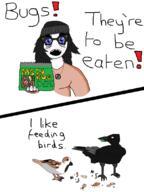 animal beanie bird blue_eyes blush bug clothes comic female glasses hair hand hat holding_object necklace open_mouth soyjak text variant:soytan // 836x1114 // 44.3KB