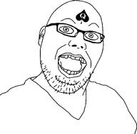 bbc glasses open_mouth soyjak spade stubble variant:mostterriblevariantever // 1292x1275 // 120.1KB