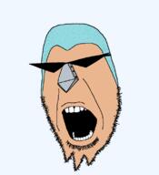 blue_hair cyborg franky_(one_piece) glasses hair metal one_piece open_mouth stubble variant:cobson white_skin // 721x789 // 50.6KB