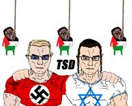 5soyjaks aryan blond blue_eyes brown_hair brown_skin brown_troonjak buff clothes flag flag:israel flag:nazi_germany flag:palestine hanging hat islam israel judaism kippah looking_at_you muscles nazi_flag nazi_germany nazism no_more_brother_wars palestine shitskin star_of_david subvariant:brunetto subvariant:muscular_chud swastika third_reich total_shitskin_death variant:bernd variant:chudjak white_skin // 1249x1000 // 270.1KB