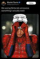 announcement besrd glasses mask meme nintendo peter_parker soyboy spiderman stubble tobey_maguire variant:markiplier_soyjak video_game // 1382x2035 // 349.0KB