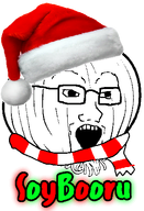 christmas glasses glowing green_text logo meta onion open_mouth red_text santa_hat scarf soybooru soyjak text transparent_background variant:soyak // 342x500 // 86.5KB