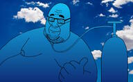 beard blue_skin calm closed_eyes cloud eyebrows fat nasal_cannula oxygen_cylinder relaxing sky smile thumbs_up transparent_background variant:whalejak whale // 1461x900 // 635.6KB