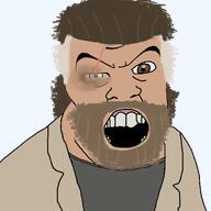 angry beard black_ops black_ops_2 brown_eyes brown_hair brown_skin grey_eyes grey_hair grey_shirt hair jacket open_mouth raul_menendez scar scarred_eye teeth variant:feraljak white_jacket // 1025x1025 // 221.5KB