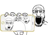 5soyjaks first_phoneplier_horizontal_image first_phoneplier_image first_plier_image first_two_soyjaks_pointing_image glasses hand holding_object holding_phone iphone open_mouth phone pointing soyjak stubble subvariant:phoneplier subvariant:phoneplier_horizontal variant:a24_slowburn_soyjak variant:markiplier_soyjak variant:soyak variant:two_pointing_soyjaks // 680x504 // 203.7KB