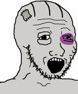 glasses grey_skin meta:possibly_duplicate open_mouth soyjak stubble variant:soyak vatnik // 427x512 // 28.2KB