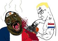 2soyjaks ack arm black_skin blond blood bloodshot_eyes blue_eyes brown_eyes buff chainsaw closed_mouth crying decapitation dutch fat flag flag:france flag:netherlands france glasses hair hand holding_chainsaw holding_object murder mymy netherlands nosebleed ongezellig open_mouth queen_of_spades rent_free soyjak spade stinky stubble subvariant:chainsaw_bernd swastika trend:aryan variant:bernd variant:chudjak yellow_hair yellow_teeth // 1087x766 // 100.1KB