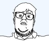 clothes glasses hair nuvariant soyjak stubble template variant:streisandjak white_hair white_shirt white_skin // 768x768 // 15.7KB