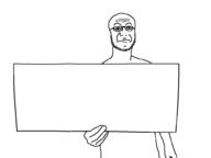 eyebrows fingers forehead_lines forehead_wrinkles glasses hand holding_sign laugh_lines nasolabial_folds no_ears sign smile smug smug_smile stubble variant:predditard variant:unknown // 1000x748 // 8.8KB