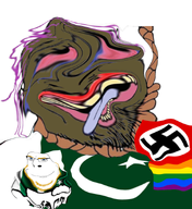 ack bloodshot_eyes brown_skin country crying distorted flag:lgbt_pride_flag flag:nazi_germany flag:pakistan glasses islam lgbt muslims nazism nigger open_mouth pink_hair politic taliban terrorist troon variant:bernd variant:cobson variant:unknown yellow_teeth // 831x904 // 607.7KB