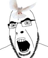 animal bird clothes glasses hat open_mouth soyjak stubble variant:cobson // 722x862 // 192.5KB