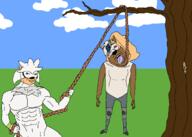 arm bloodshot_eyes buff crying ear full_body hanging idw outdoors silver_the_hedgehog smile smug sonic_(series) sonic_the_hedgehog tree variant:chudjak variant:gapejak whisper_the_wolf // 2100x1500 // 117.0KB