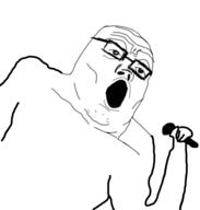 arm glasses hand holding_object microphone open_mouth soyjak variant:tony_soprano_soyjak // 543x571 // 59.4KB