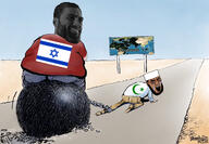 angry arab arm beard bloodshot_eyes brown_skin caliphate clothes crying fat finger flag:israel gigachad glasses hat islam israel map obese open_mouth political_cartoon soyjak star_and_crescent taqiyah teeth ummah variant:chudjak variant:feraljak // 1200x834 // 241.1KB