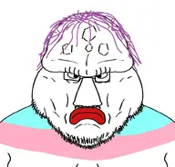 angry eyelashes fat flag:transgender_pride_flag glasses lipstick mustache purple_hair stubble tranny trans transgender_flag troon variant:disgusting_trevorcreature // 803x768 // 230.9KB