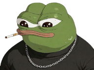 amphibian animal black_shirt cigarette closed_mouth clothes frog green_skin lips nas nas:pepe necklace pepe pepe_the_frog subnas:apu transparent_background // 1656x1231 // 1.1MB