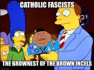 america_first amphibian brown_skin cartoon christ_chan christianity closed_mouth clothes cross crusader deus_vult fat flag:vatican_city frog hair jesus lionel_hutz lips marge_simpson meme mutt nas:pepe pepe_the_frog subnas:apu the_simpsons tshirt twitter variant:meximutt // 666x500 // 85.2KB