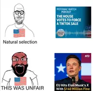 2soyjaks angry beard clothes elon_musk flag:united_states fume glasses grin natural_selection open_mouth politics red_skin smile stubble subvariant:science_lover text this_was_unfair united_states variant:markiplier_soyjak variant:microplasticsjak // 1295x1263 // 206.9KB