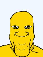 closed_mouth smile soyjak variant:markiplier_soyjak yellow yellow_skin yoba_face // 600x800 // 23.4KB