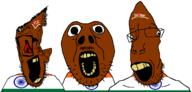 3soyjaks beard bindi deformed_trio flag flag:india glasses hair india looking_at_you mustache open_mouth red_eyes slop_trio soyjak stubble subvariant:brunetto teeth trio variant:bernd variant:parrotjak variant:sloppy // 1226x588 // 50.2KB